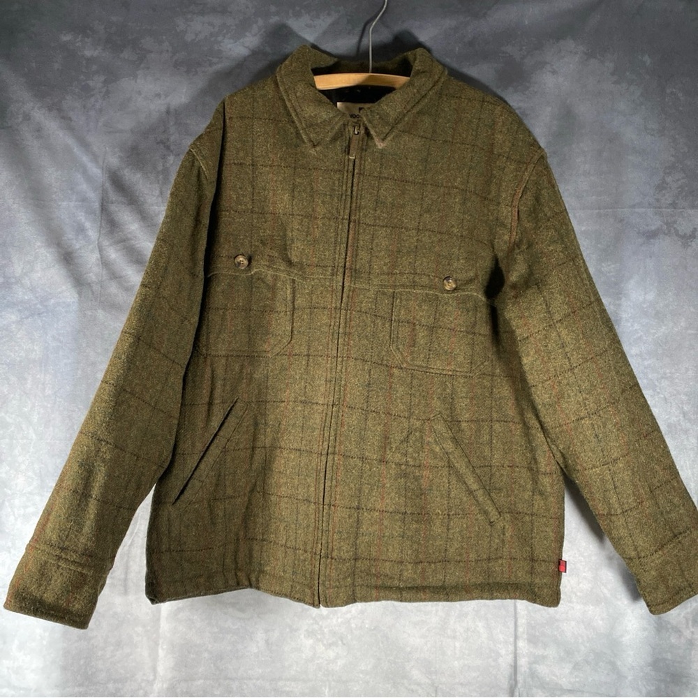 VTG Woolrich Green Plaid 16613 Men's Wool‎ Quilted Lined Full Zip Outdoor Jacket